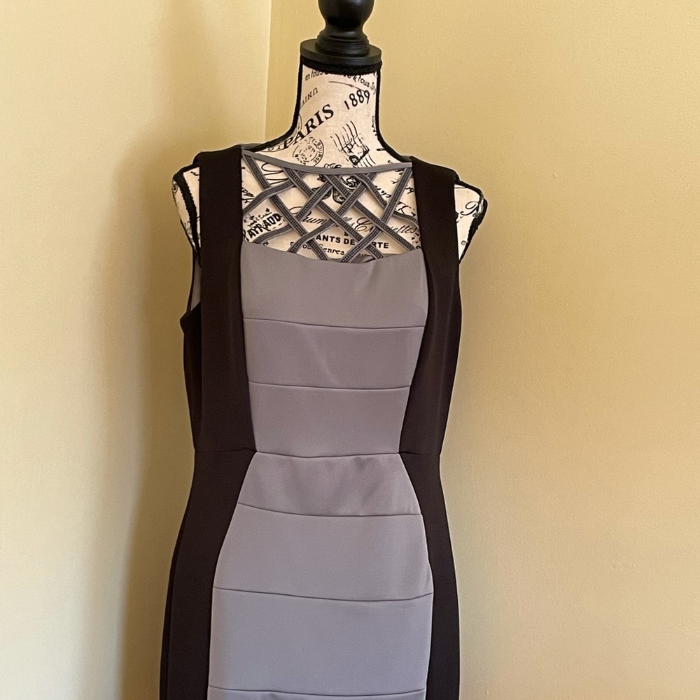Sleeveless Grey/ Black Size 12 Petite Dress